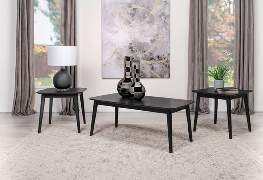 Radley 3 - piece Rectangular Coffee Table Set Black - Walo Furniture