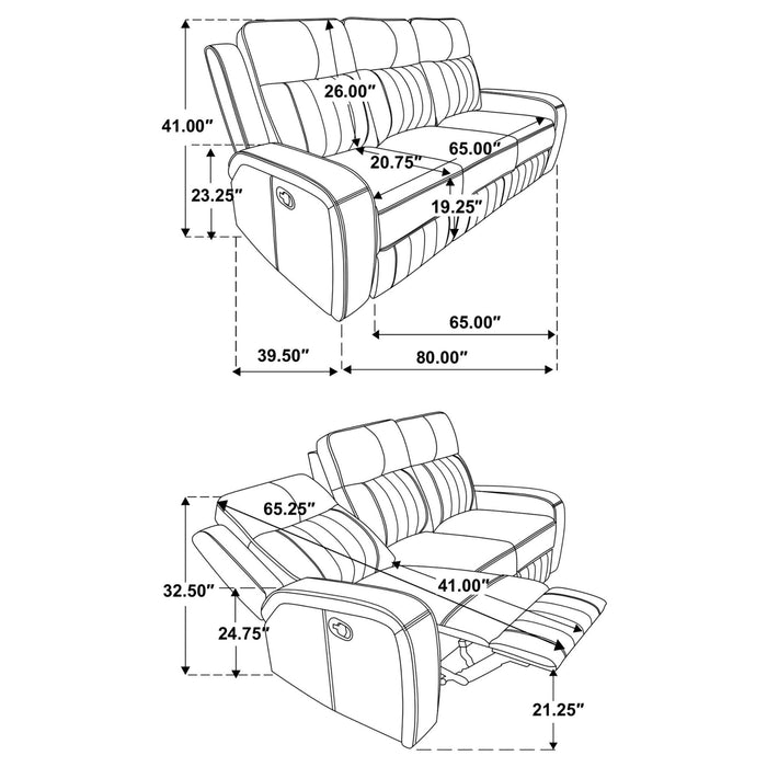 Raelynn 2 - piece Upholstered Reclining Sofa Set Grey - Walo Furniture