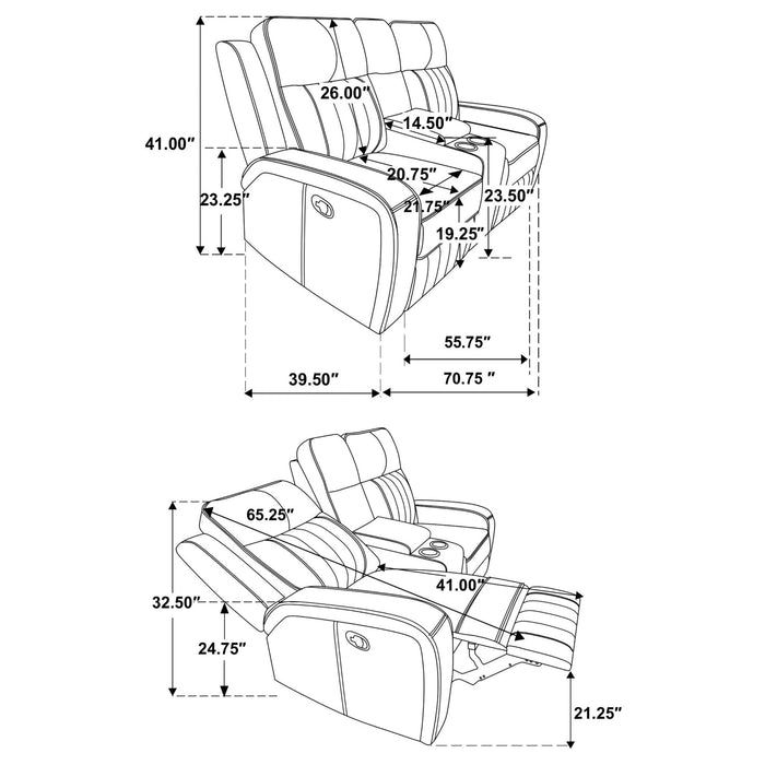 Raelynn 2 - piece Upholstered Reclining Sofa Set Grey - Walo Furniture