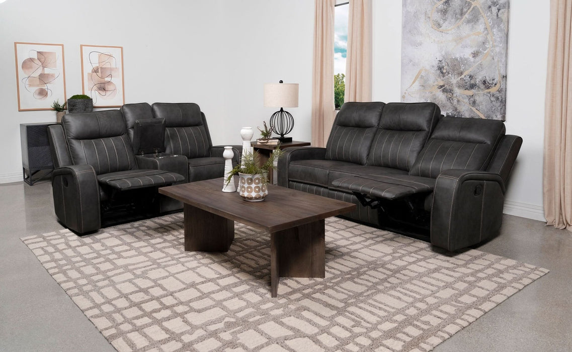 Raelynn 2 - piece Upholstered Reclining Sofa Set Grey - Walo Furniture