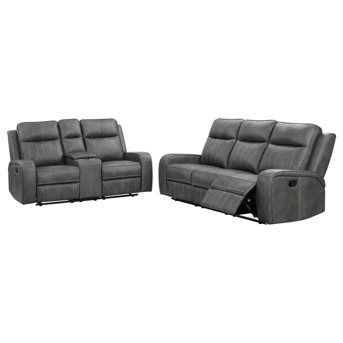 Raelynn 2 - piece Upholstered Reclining Sofa Set Grey - Walo Furniture