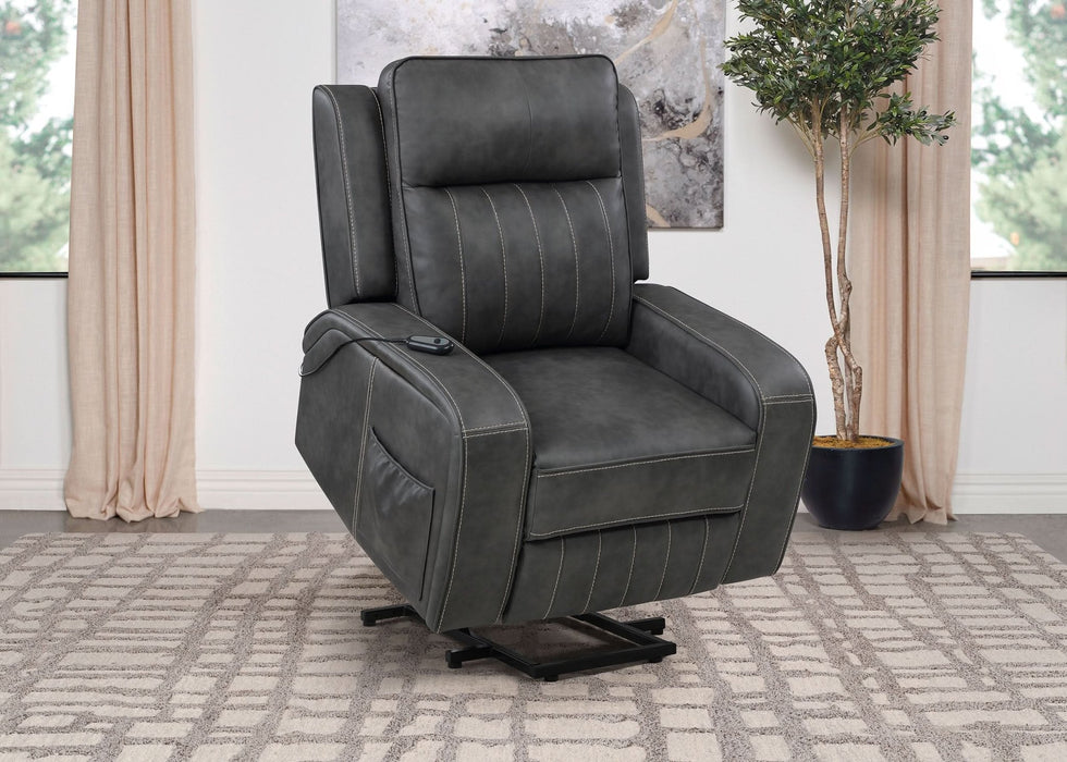 Raelynn Upholstered Power Lift Recliner Chair Grey - Walo Furniture