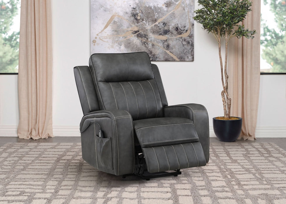 Raelynn Upholstered Power Lift Recliner Chair Grey - Walo Furniture