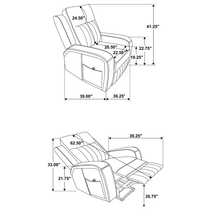 Raelynn Upholstered Power Lift Recliner Chair Grey - Walo Furniture