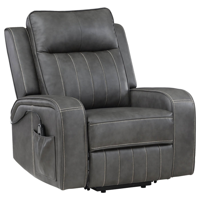 Raelynn Upholstered Power Lift Recliner Chair Grey - Walo Furniture