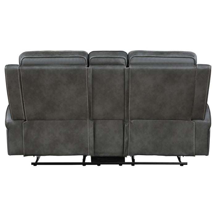 Raelynn Upholstered Track Arm Motion Loveseat Grey - Walo Furniture