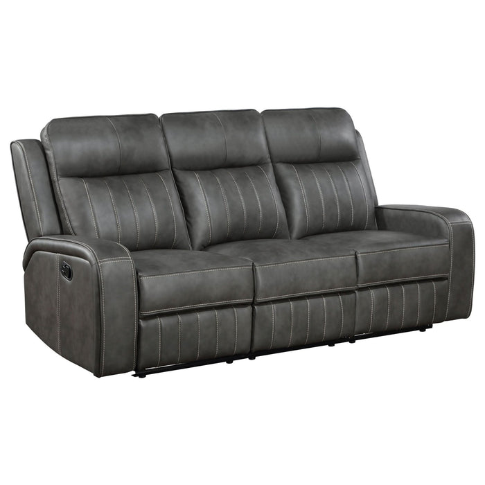 Raelynn Upholstered Track Arm Motion Sofa Grey - Walo Furniture