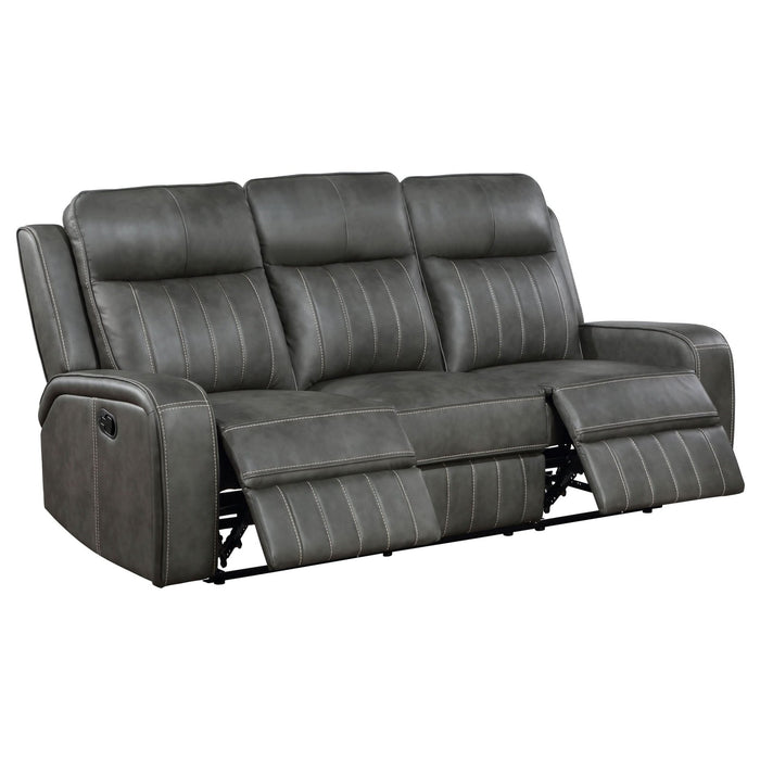 Raelynn Upholstered Track Arm Motion Sofa Grey - Walo Furniture