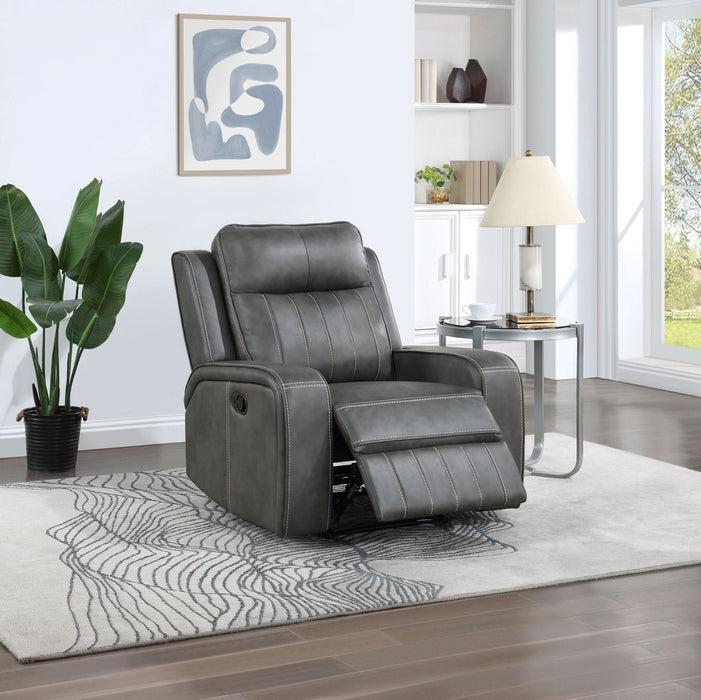 Raelynn Upholstered Track Arm Recliner Grey - Walo Furniture