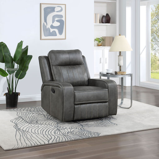 Raelynn Upholstered Track Arm Recliner Grey - Walo Furniture