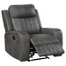 Raelynn Upholstered Track Arm Recliner Grey - Walo Furniture