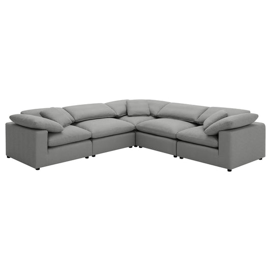 Raleigh 5 - piece Boucle Upholstered Modular Sectional Grey - Walo Furniture