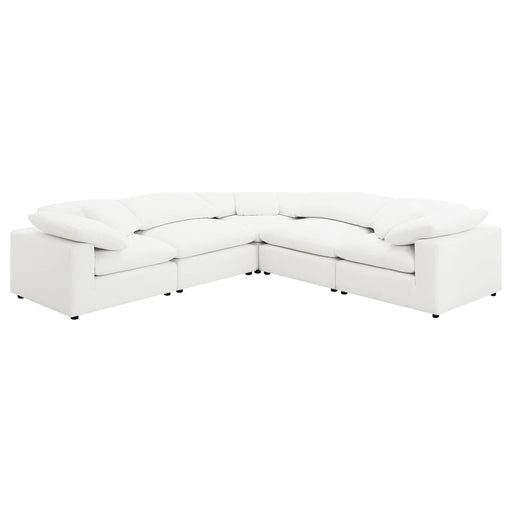 Raleigh 5 - piece Boucle Upholstered Modular Sectional Ivory - Walo Furniture