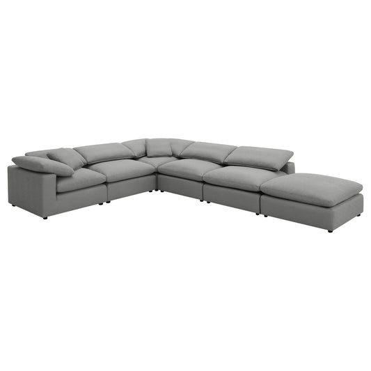 Raleigh 6 - piece Boucle Upholstered Modular Sectional Grey - Walo Furniture