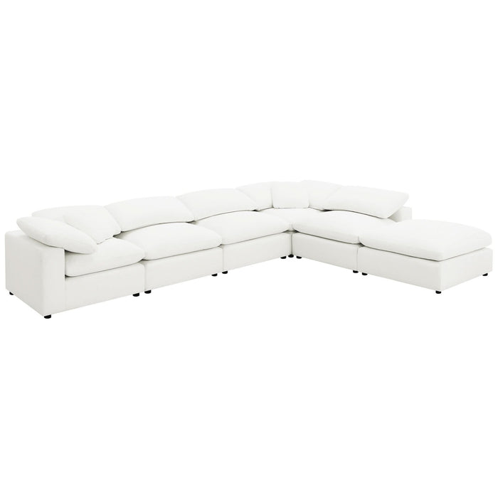 Raleigh 6 - piece Boucle Upholstered Modular Sectional Ivory - Walo Furniture