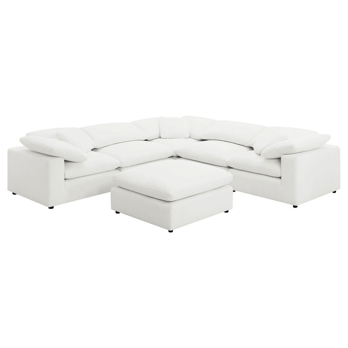 Raleigh 6 - piece Boucle Upholstered Modular Sectional Ivory - Walo Furniture