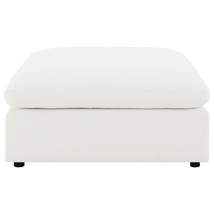 Raleigh Boucle Upholstered Ottoman Ivory - Walo Furniture