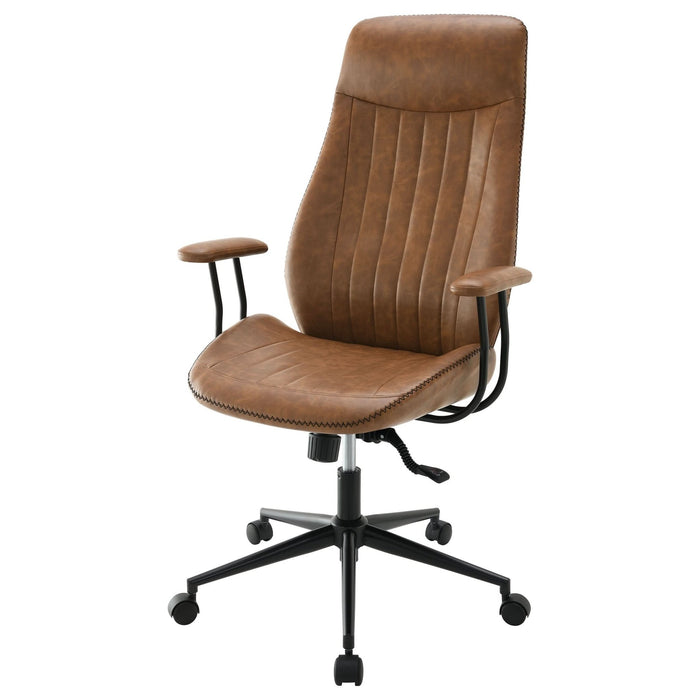 Ranger Upholstered Adjustable Home Office Desk Chair Brown - Walo Furniture