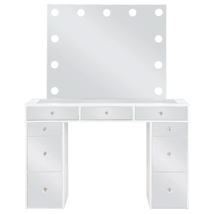 Regina Makeup Vanity Table Set with Lighting White - Walo Furniture