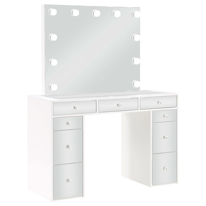 Regina Makeup Vanity Table Set with Lighting White - Walo Furniture