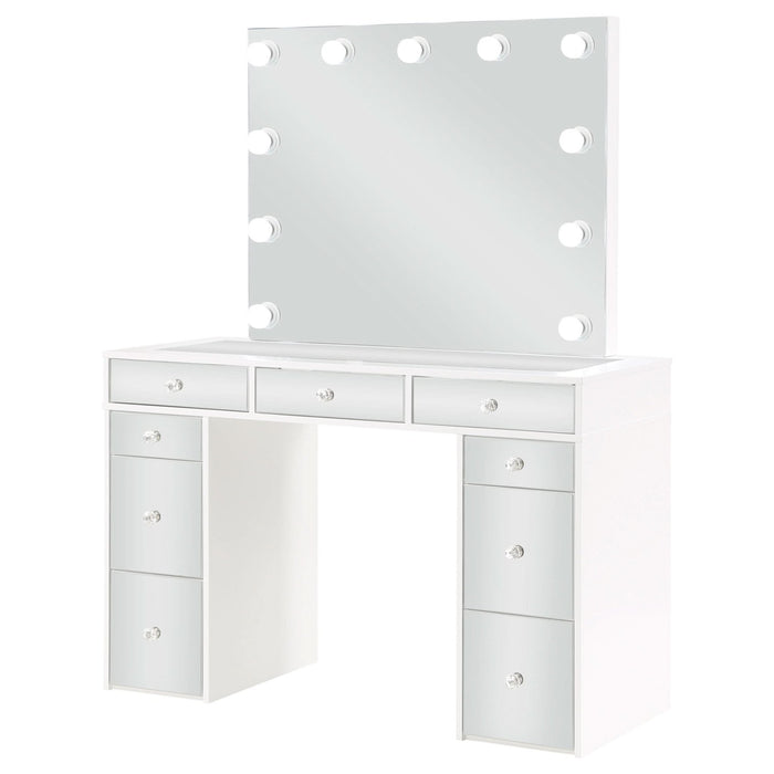 Regina Makeup Vanity Table Set with Lighting White - Walo Furniture