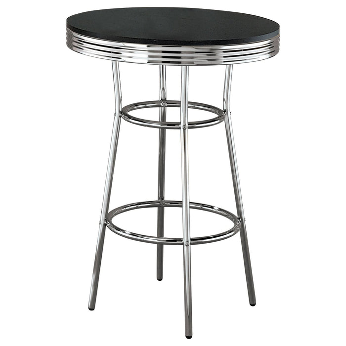 Retro 3 - piece Round 1950s Bistro Pub Bar Table Set Black - Walo Furniture