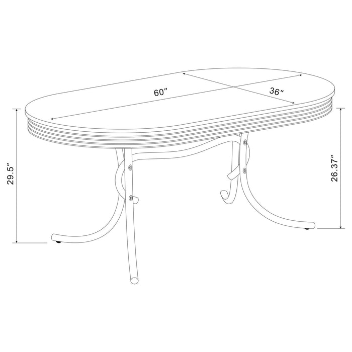 Retro 5 - piece Oval Dining Table Set White and Black - Walo Furniture