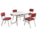 Retro 5 - piece Oval Dining Table Set White and Red - Walo Furniture