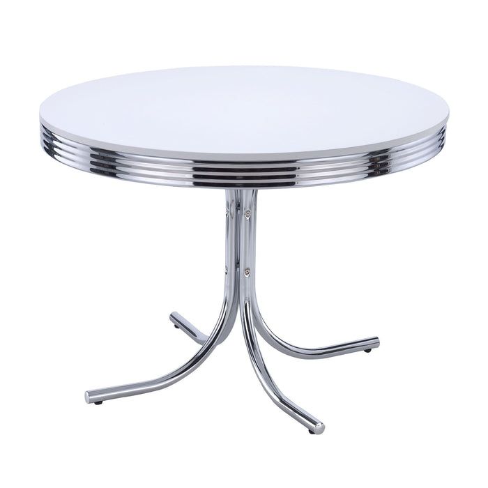 Retro 5 - piece Round Dining Table Set White and Black - Walo Furniture