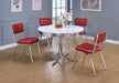 Retro 5 - piece Round Dining Table Set White and Red - Walo Furniture