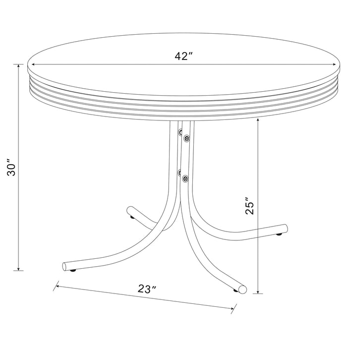 Retro 5 - piece Round Dining Table Set White and Red - Walo Furniture