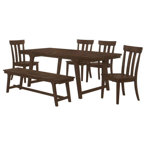 Reynolds 6 - piece Rectangular Dining Table Set Brown Oak - Walo Furniture