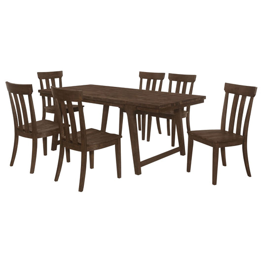 Reynolds 7 - piece Rectangular Dining Table Set Brown Oak - Walo Furniture