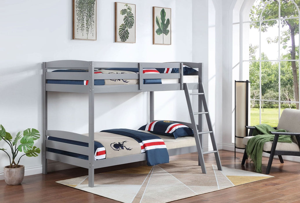 Rhea Wood Twin Over Twin Bunk Bed Grey - Walo Furniture