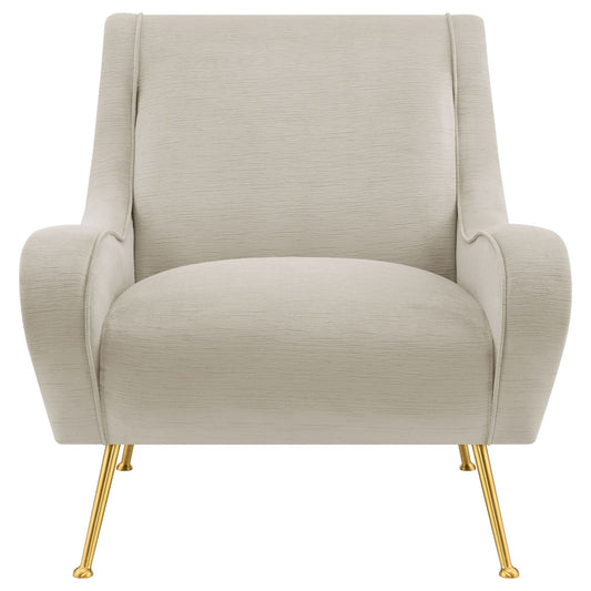 Ricci Upholstered Saddle Arm Accent Chair Stone - Walo Furniture