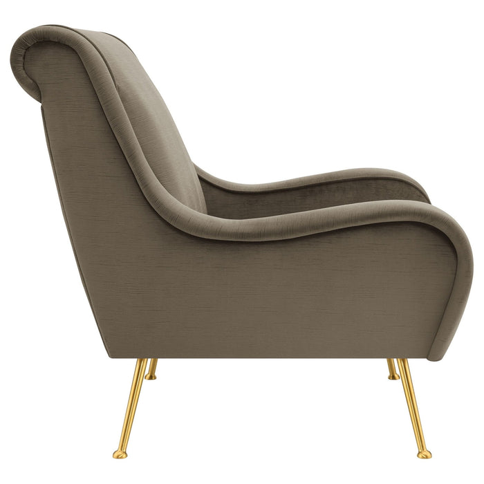 Ricci Upholstered Saddle Arm Accent Chair Truffle - Walo Furniture