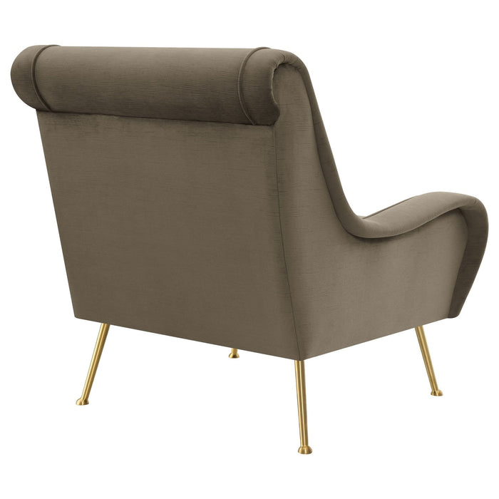 Ricci Upholstered Saddle Arm Accent Chair Truffle - Walo Furniture