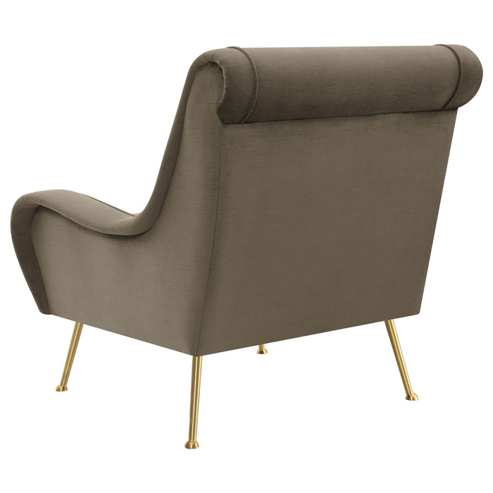 Ricci Upholstered Saddle Arm Accent Chair Truffle - Walo Furniture