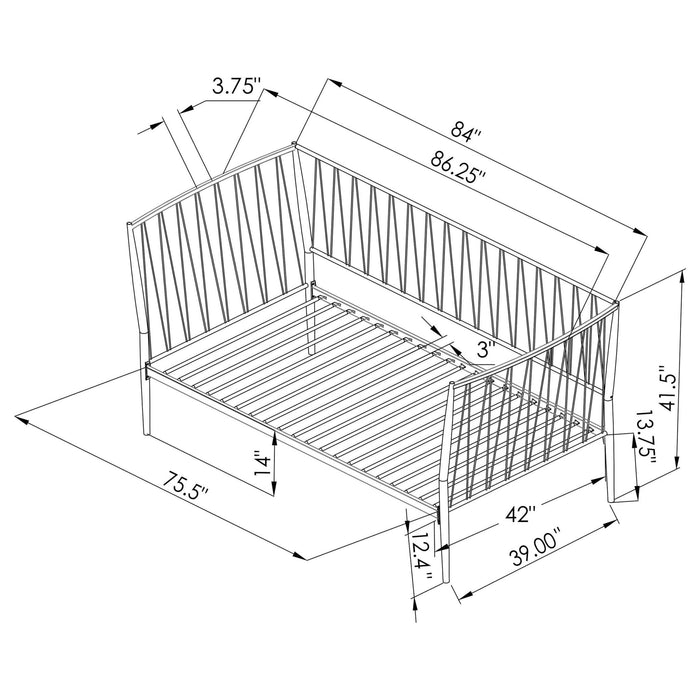 Richland Metal Twin Daybed Bed Frame Matte Black - Walo Furniture