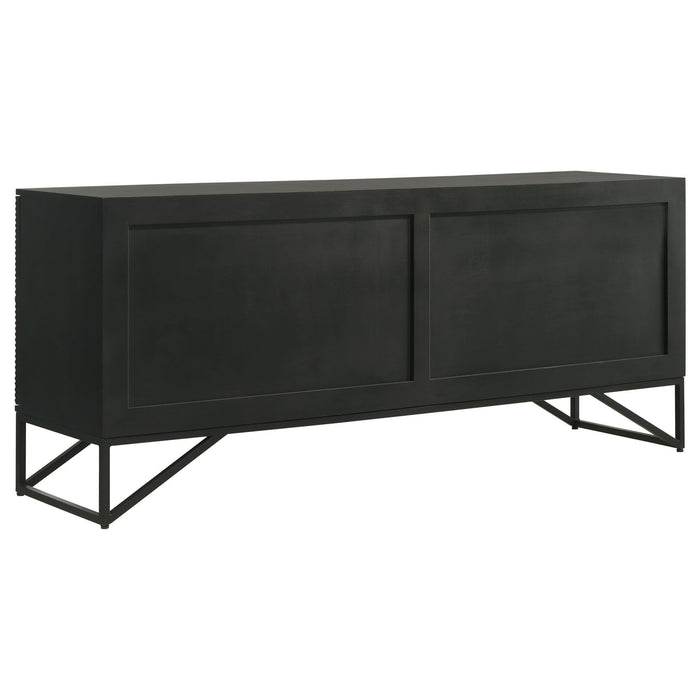 Riddell 4 - door Wood Reeding Accent Cabinet Matte Black - Walo Furniture