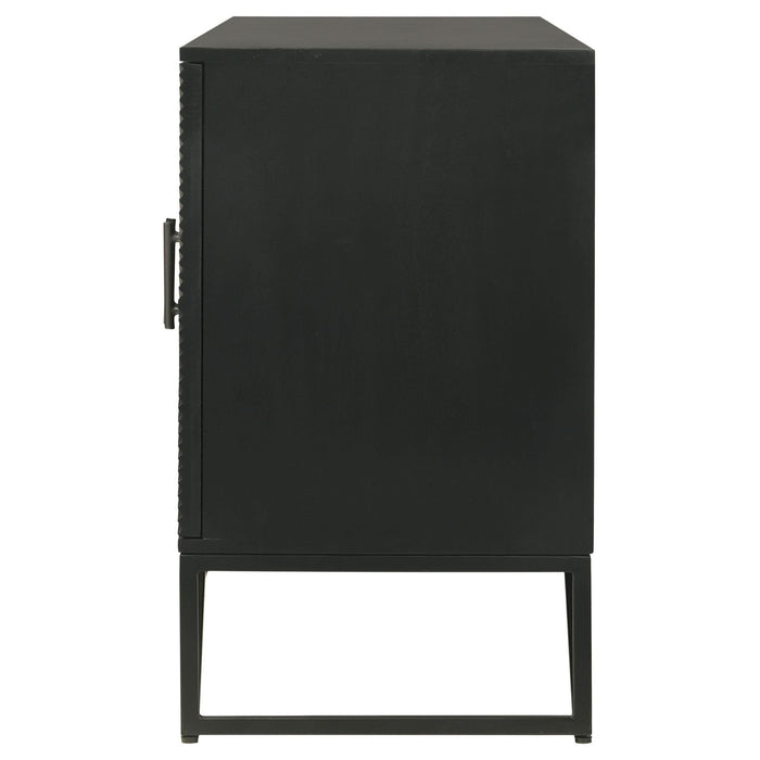 Riddell 4 - door Wood Reeding Accent Cabinet Matte Black - Walo Furniture