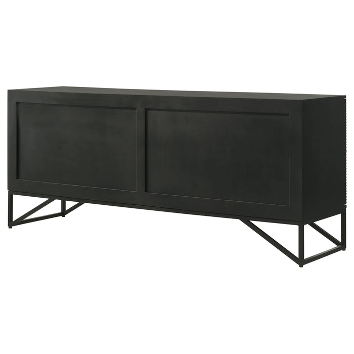 Riddell 4 - door Wood Reeding Accent Cabinet Matte Black - Walo Furniture