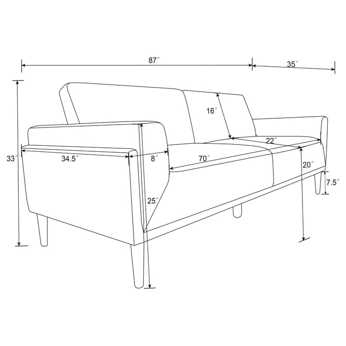 Rilynn 2 - piece Upholstered Track Arm Sofa Set Brown - Walo Furniture