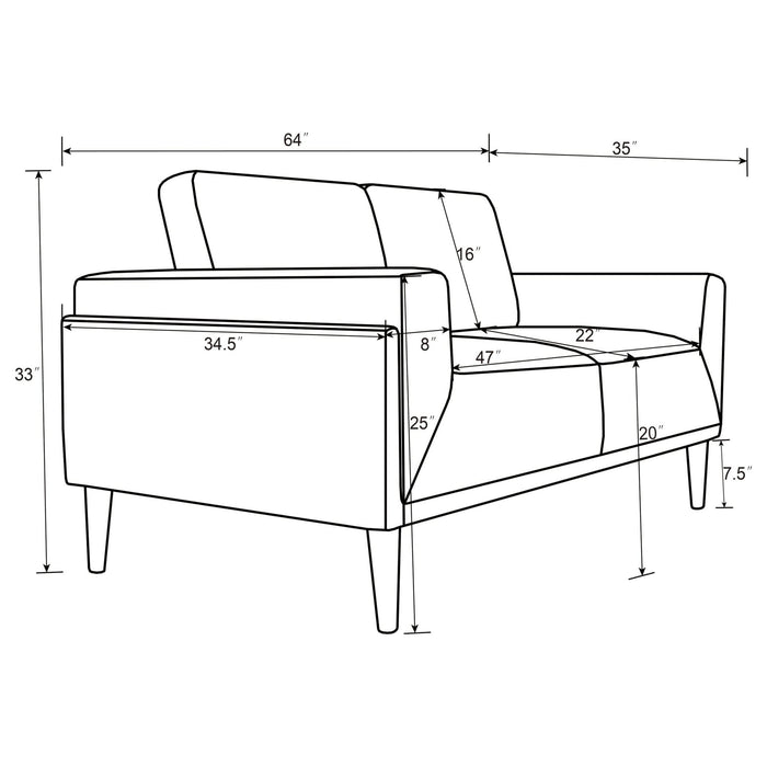 Rilynn 2 - piece Upholstered Track Arm Sofa Set Brown - Walo Furniture