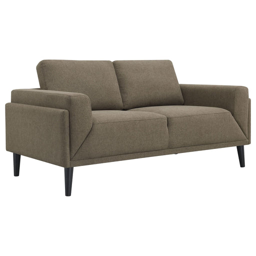 Rilynn Upholstered Track Arm Loveseat Brown - Walo Furniture