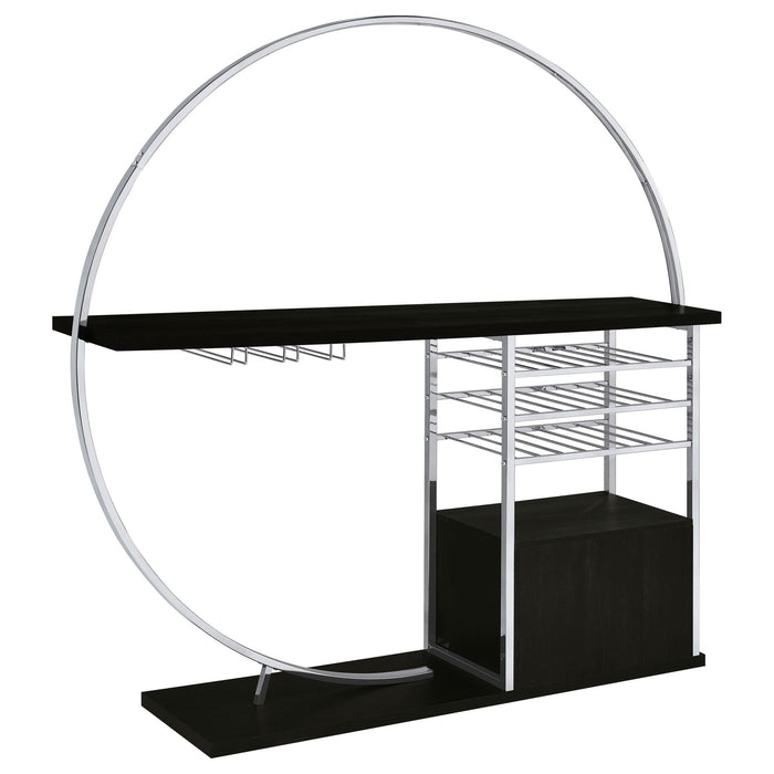 Risley 2 - door Circular LED Home Bar Cabinet Dark Charcoal - Walo Furniture