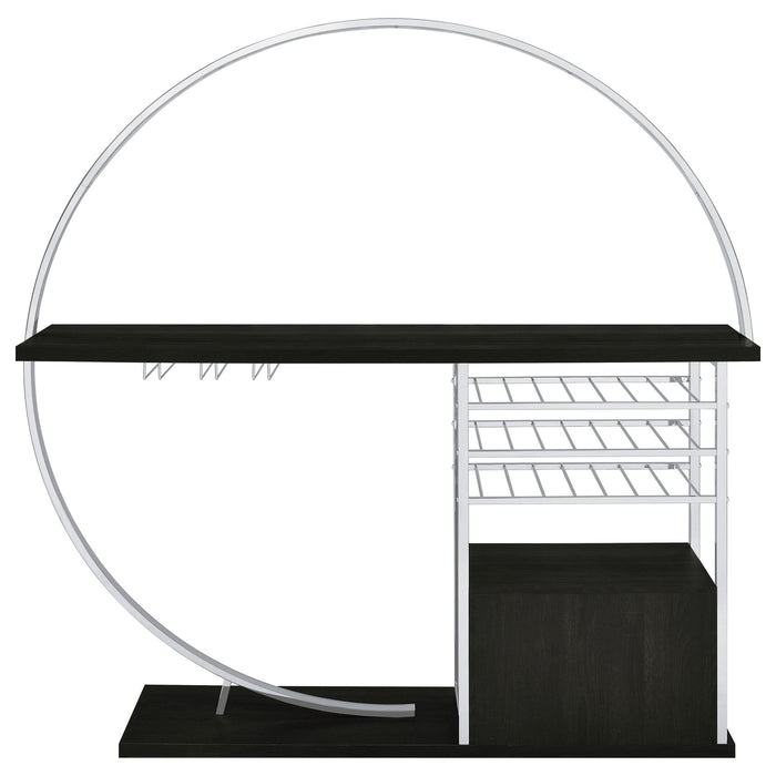 Risley 2 - door Circular LED Home Bar Cabinet Dark Charcoal - Walo Furniture