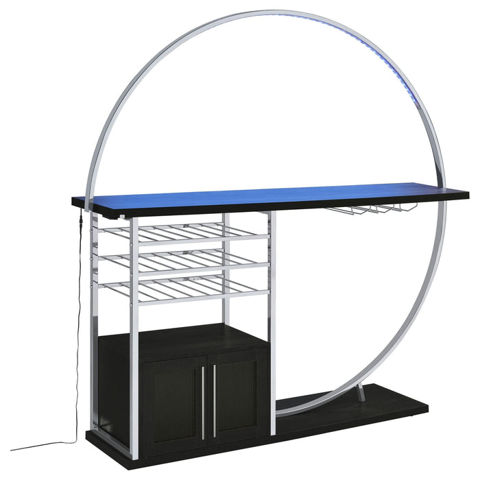 Risley 2 - door Circular LED Home Bar Cabinet Dark Charcoal - Walo Furniture