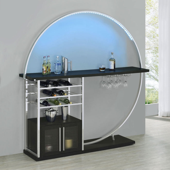 Risley 2 - door Circular LED Home Bar Cabinet Dark Charcoal - Walo Furniture