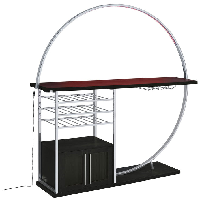 Risley 2 - door Circular LED Home Bar Cabinet Dark Charcoal - Walo Furniture